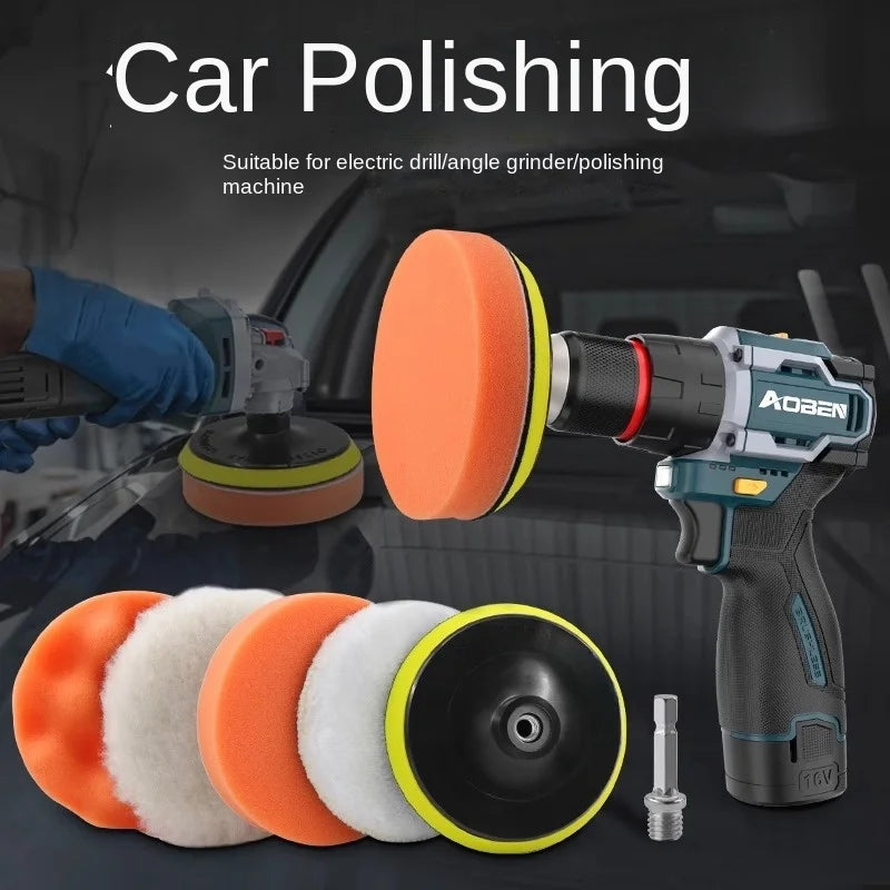 Drill Polishing Pad Set for Car Detailing - Foam, Plush & Waxing Kit