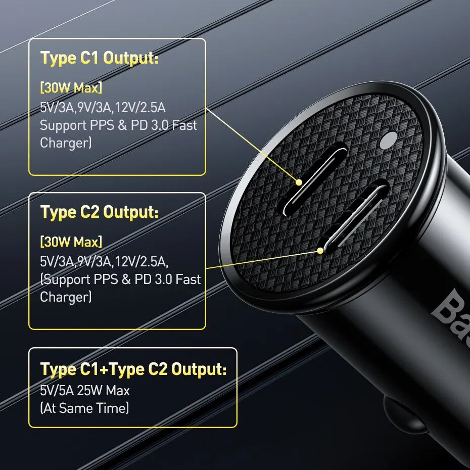 Black electronic device with charging specifications on a dark background