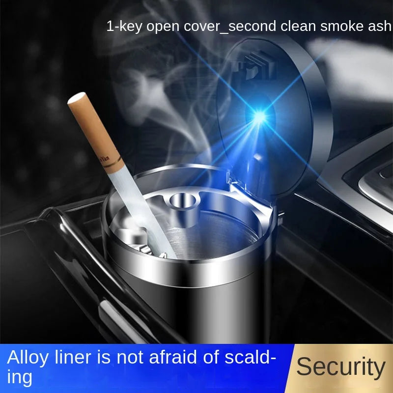 Portable LED Car Ashtray with Lid – Cup Holder Fit Travel Ash Tray