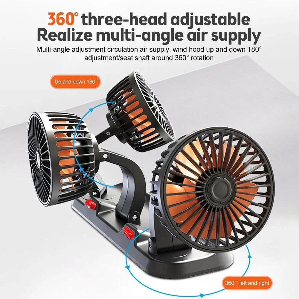 Three-head adjustable air supply device with 360-degree rotation on a white background