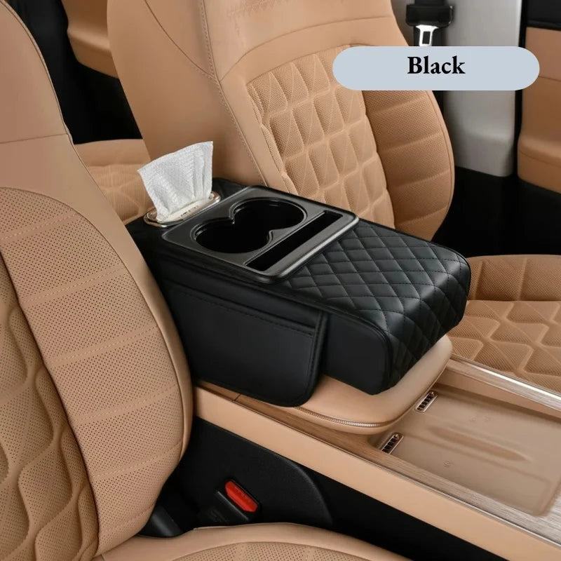 Premium Center Console Armrest Cushion with Dual Cup Holders