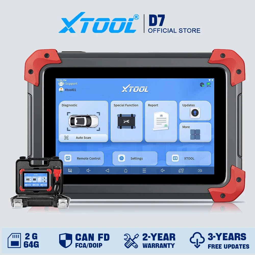 XTOOL D7 Bidirectional OBD2 Scanner with ECU Coding & 39+ Reset Services