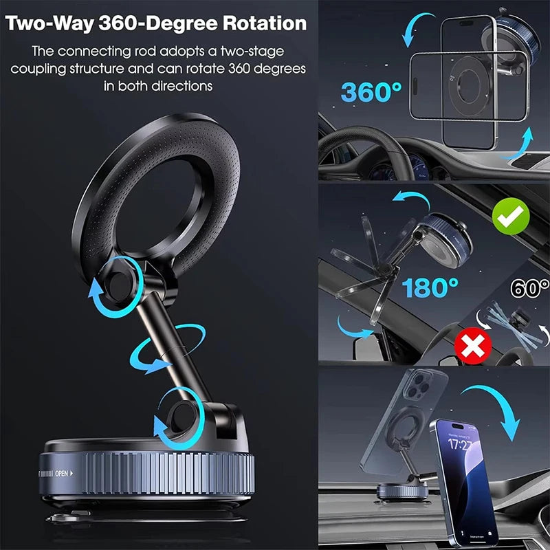 MagSafe Magnetic Vacuum Phone Mount with 360° Rotation