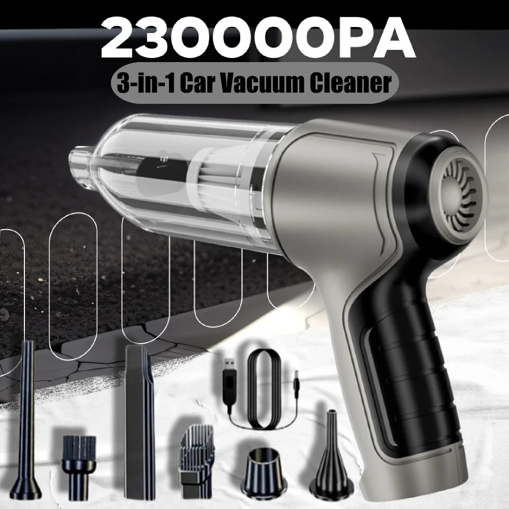 Wireless Handheld Car Vacuum & Air Duster with 2-Speed Cleaning
