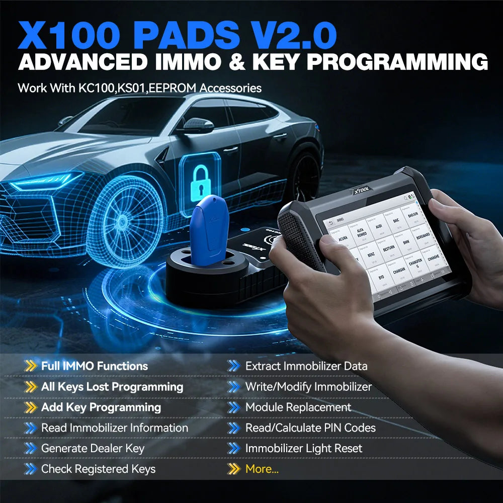 XTOOL X100 PADS Key Programmer & All-System Diagnostic Scanner with CAN FD, DoIP & FCA
