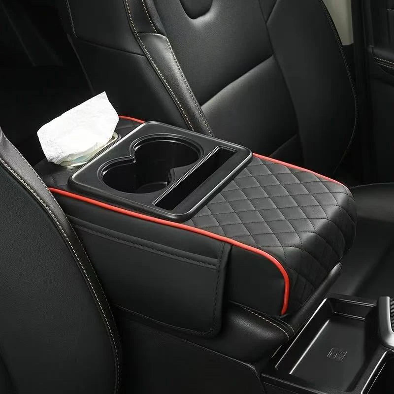 Premium Center Console Armrest Cushion with Dual Cup Holders