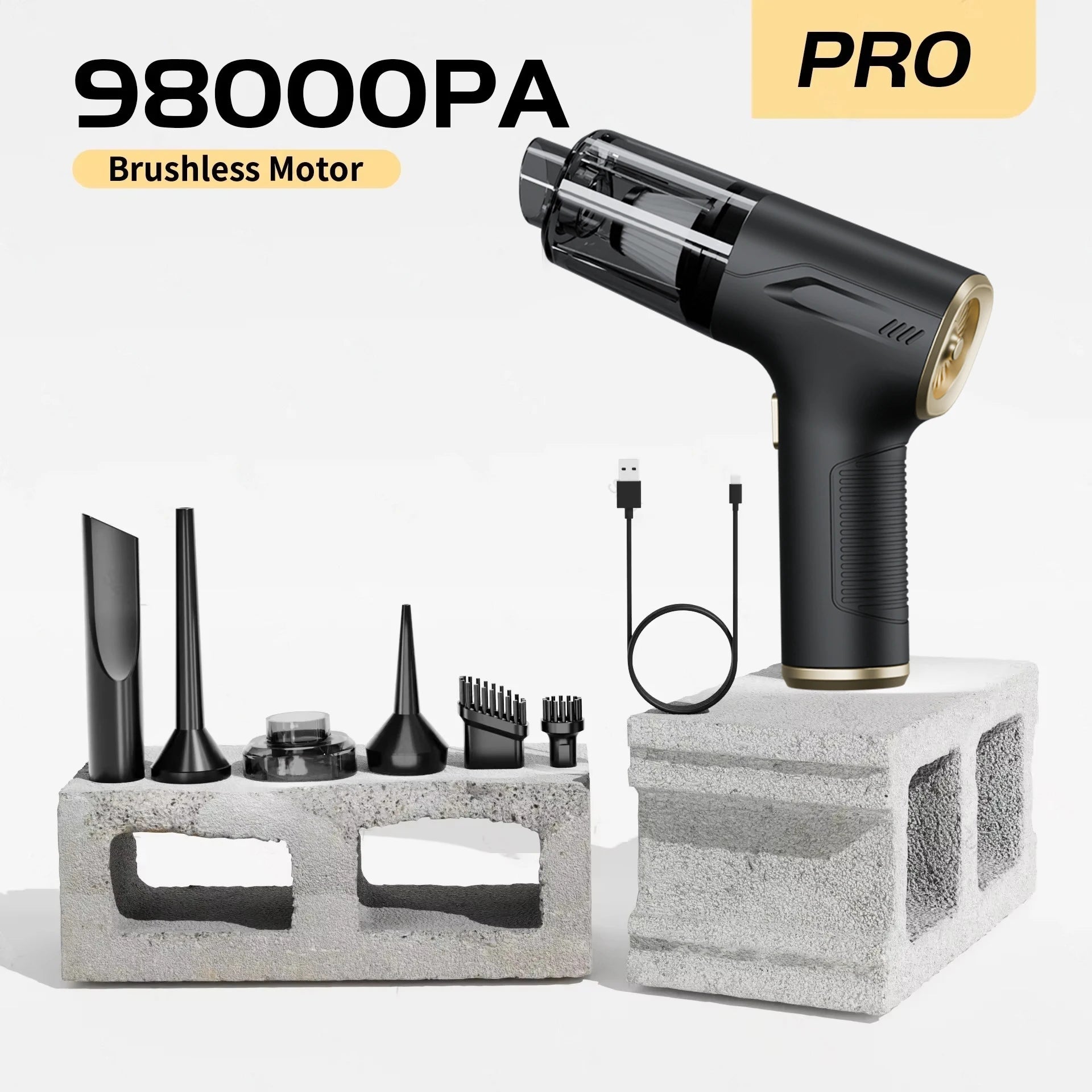 Wireless Handheld Car Vacuum & Air Duster - Up to 98,000Pa