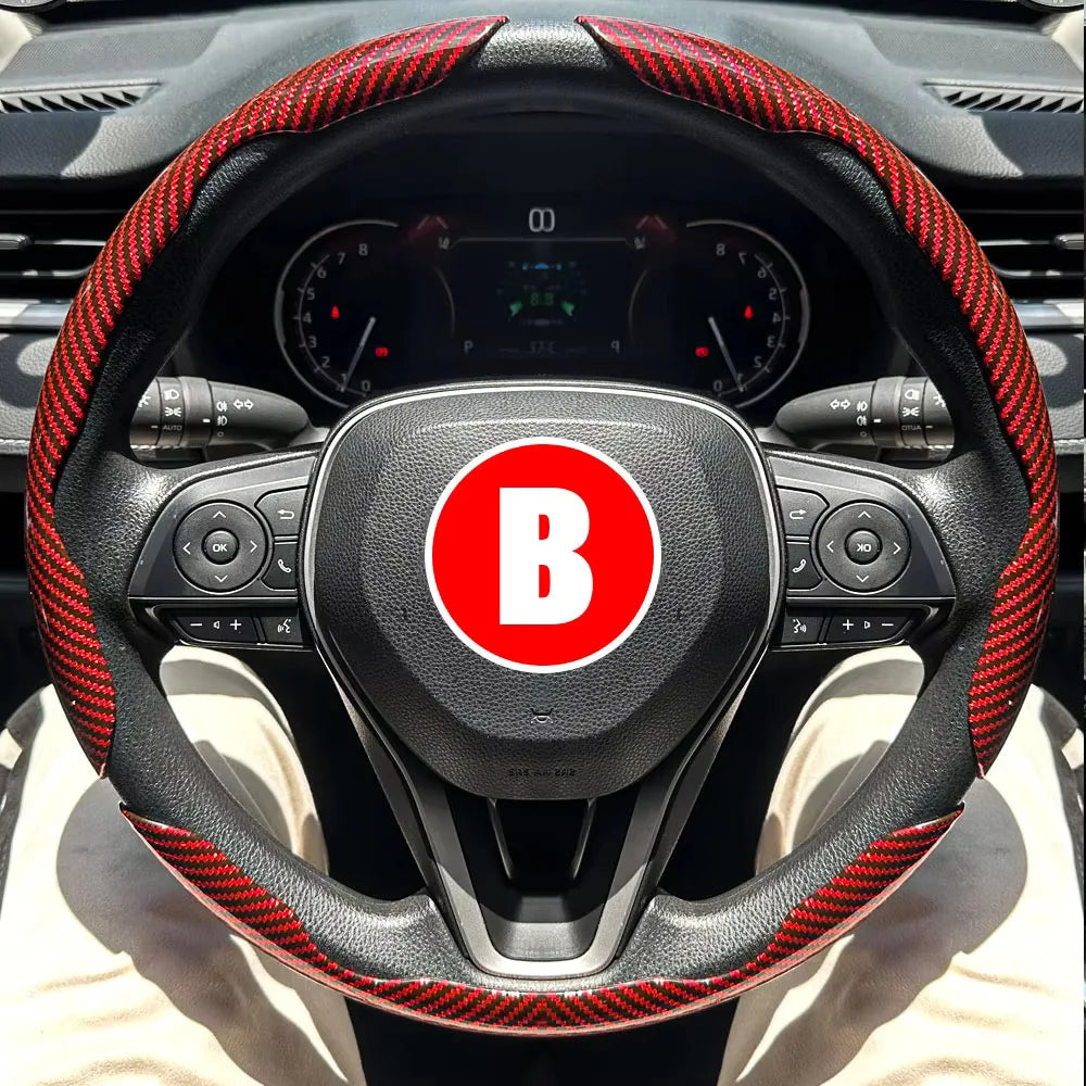 Luxury Carbon Fiber Steering Wheel Grip Cover Set