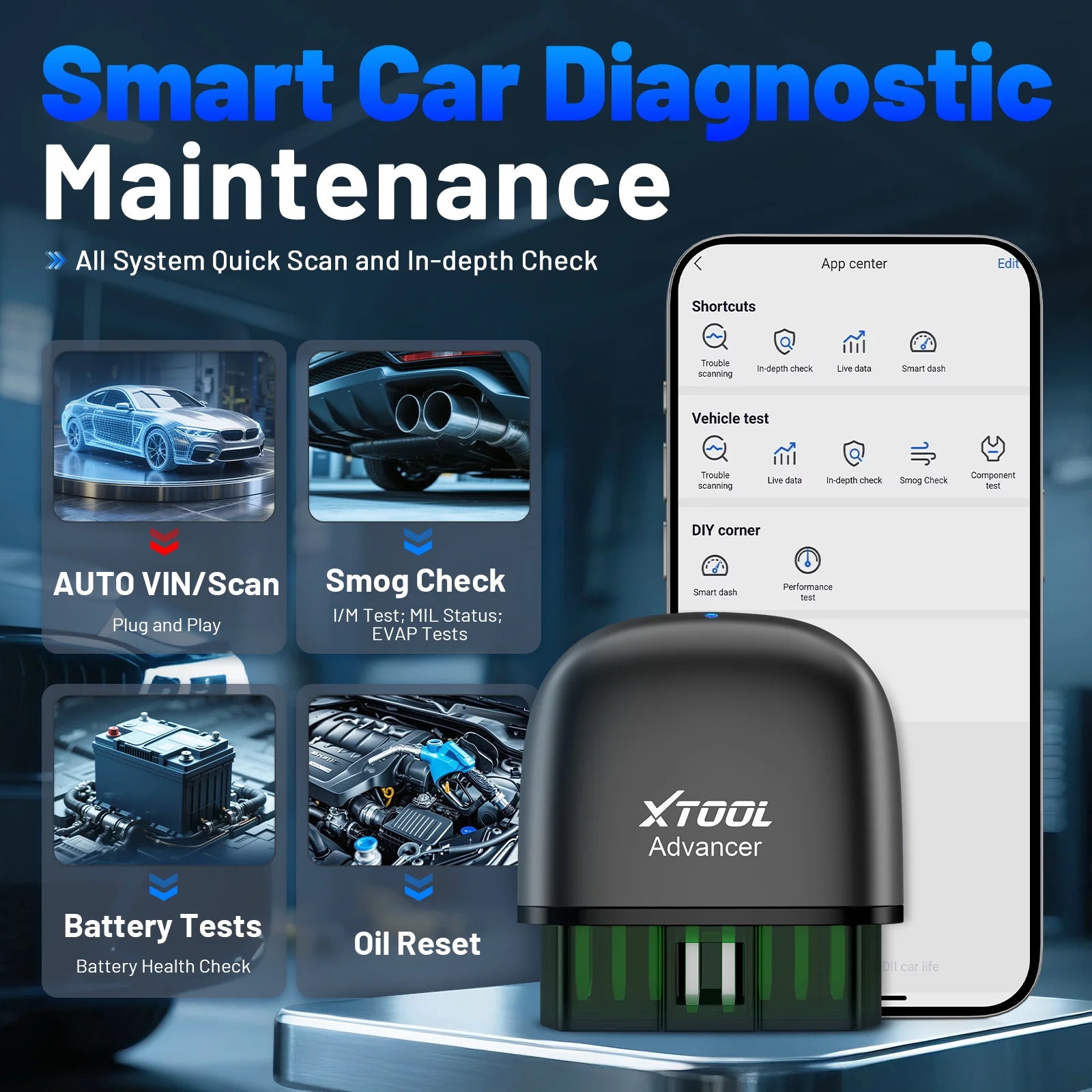 XTOOL AD20 Pro Bluetooth OBD2 Scanner with Oil Reset & Battery Test