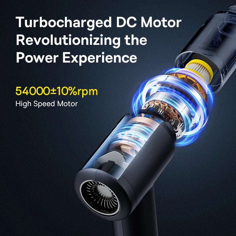 Turbocharged DC motor with high-speed capabilities on a dark background