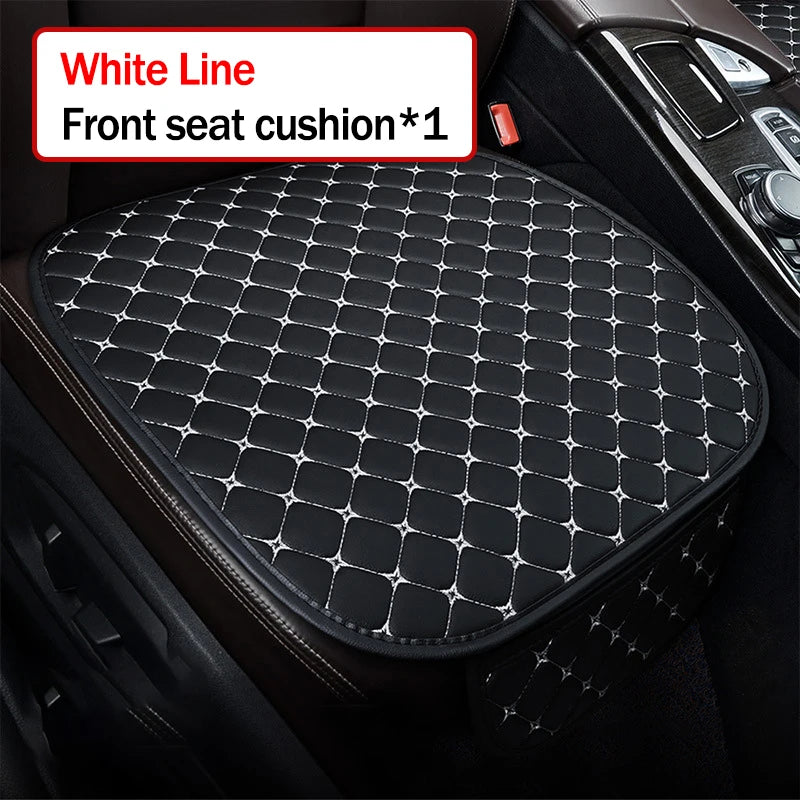 Car seat cushion with white line pattern on a car seat