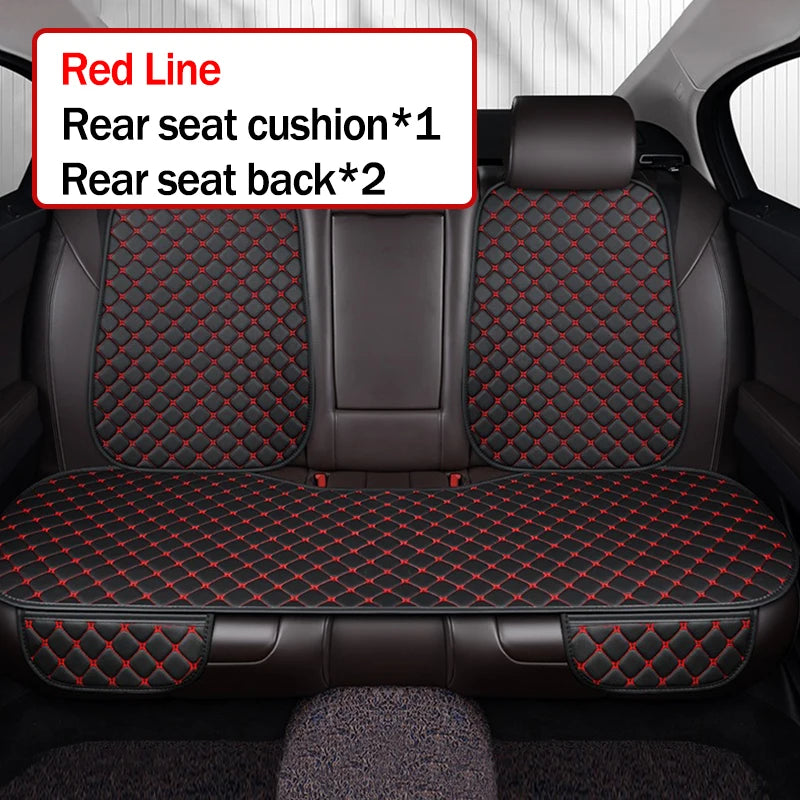 Car seat cover with red stitching on a car seat