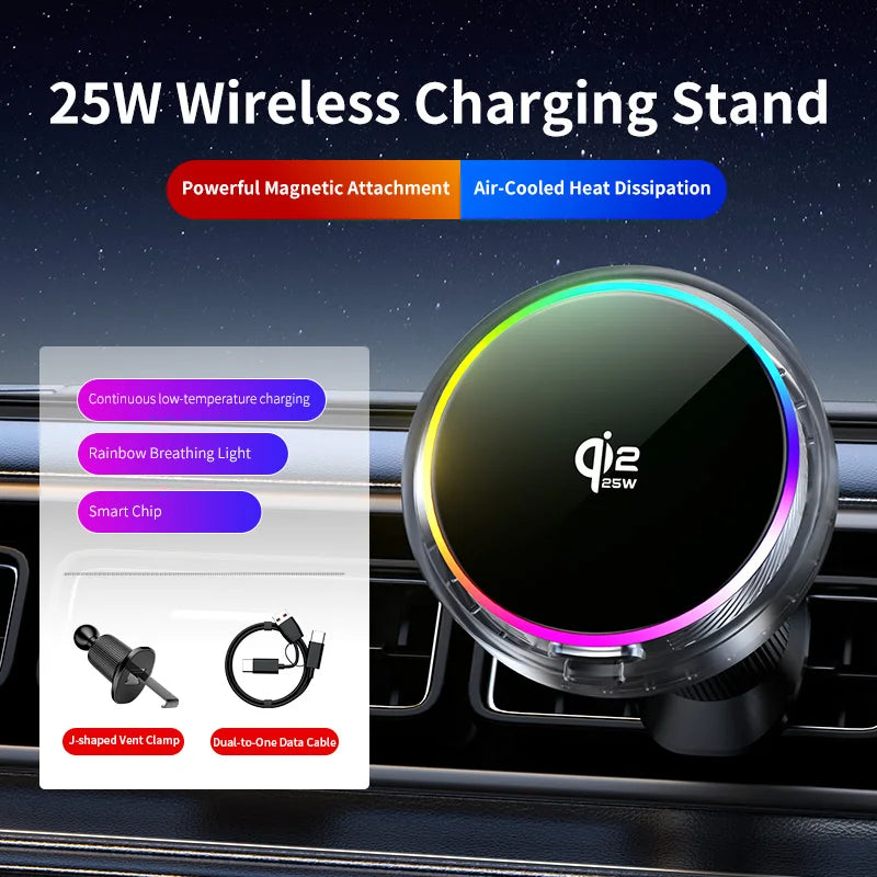 QI2 Magnetic Wireless Car Charger with Cooling Fan
