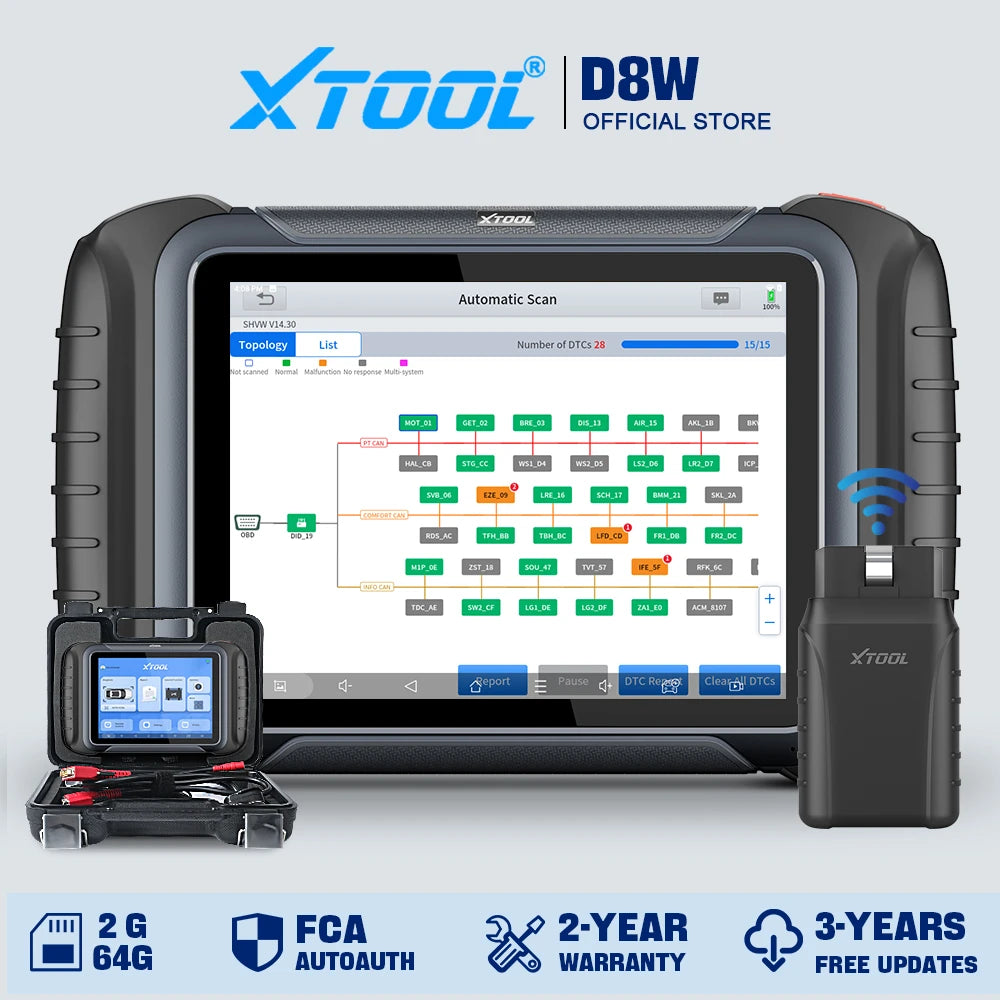 XTOOL D8W Wireless Bidirectional OBD2 Scanner with ECU Coding
