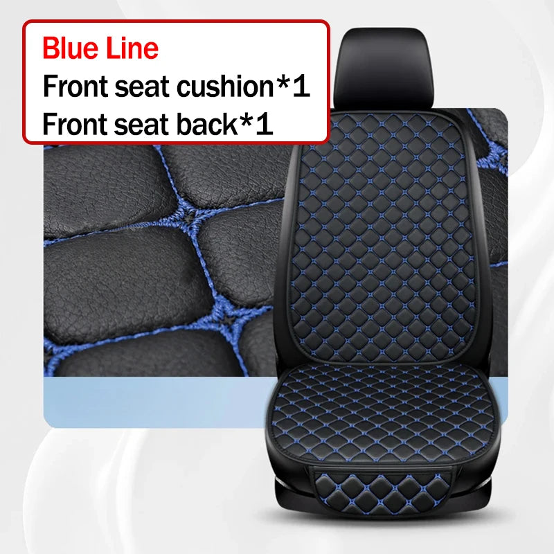 Car seat cover with blue stitching on a white background