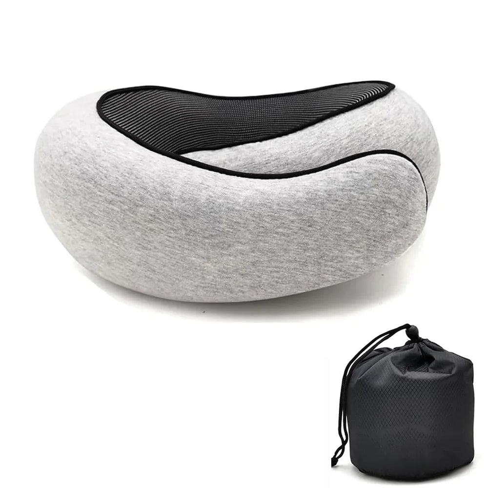360° Memory Foam Travel Neck Pillow – Adjustable U-Shaped Neck Support for Travel & Sleep