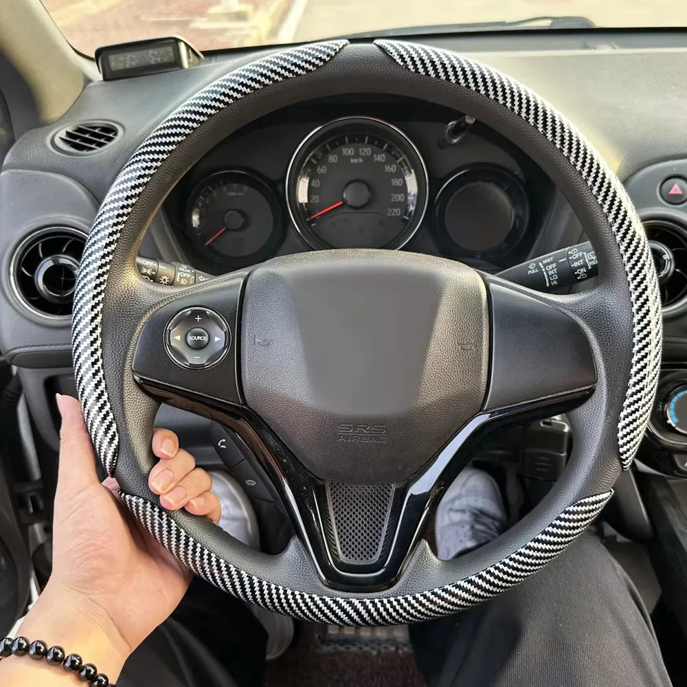 Luxury Carbon Fiber Steering Wheel Grip Cover Set